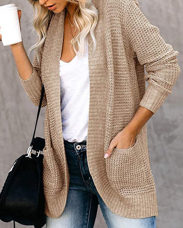 Cardigan à poche à braguette incurvée 