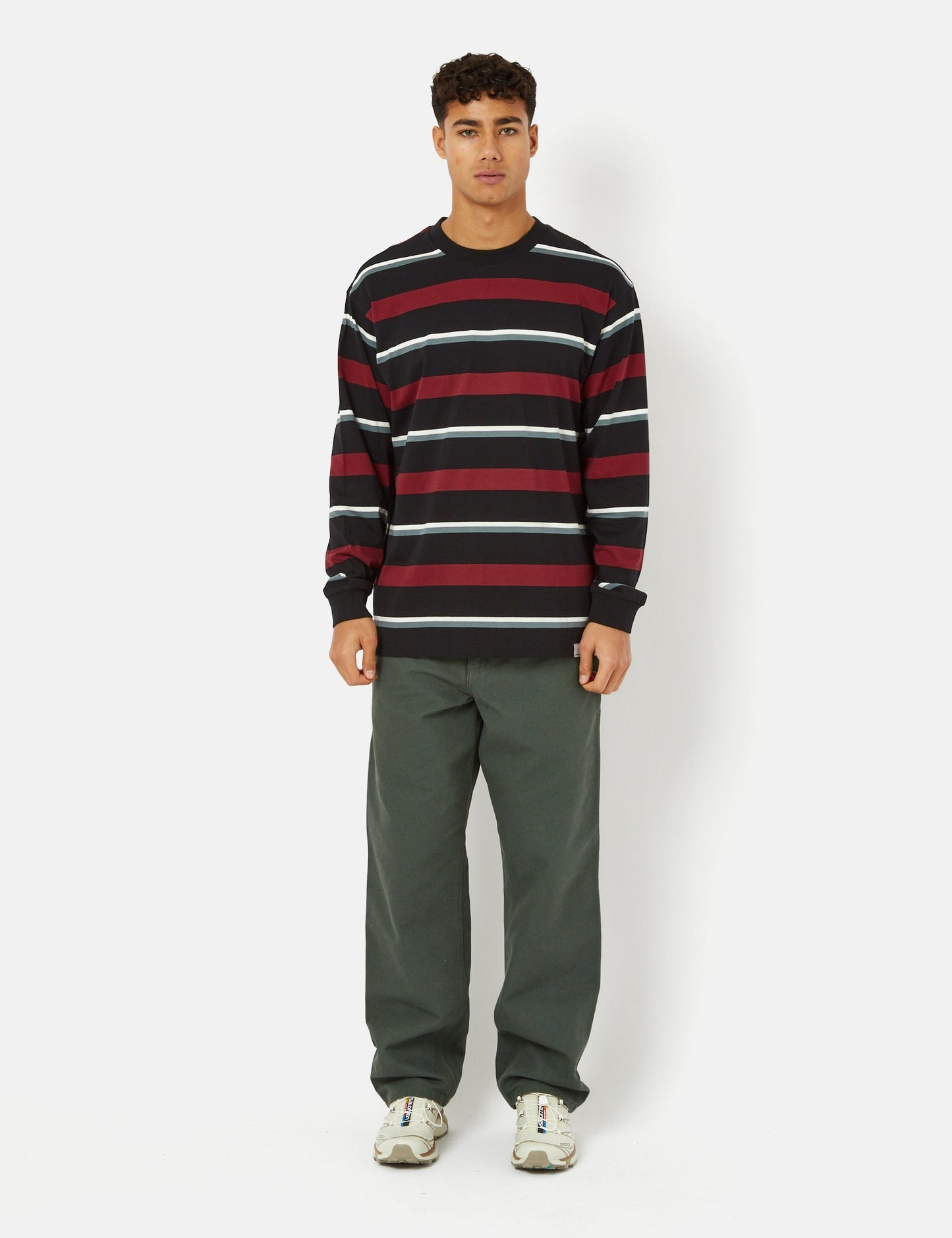 Bowman Stripe Long Sleeve T-Shirt - Corvina Burgundy