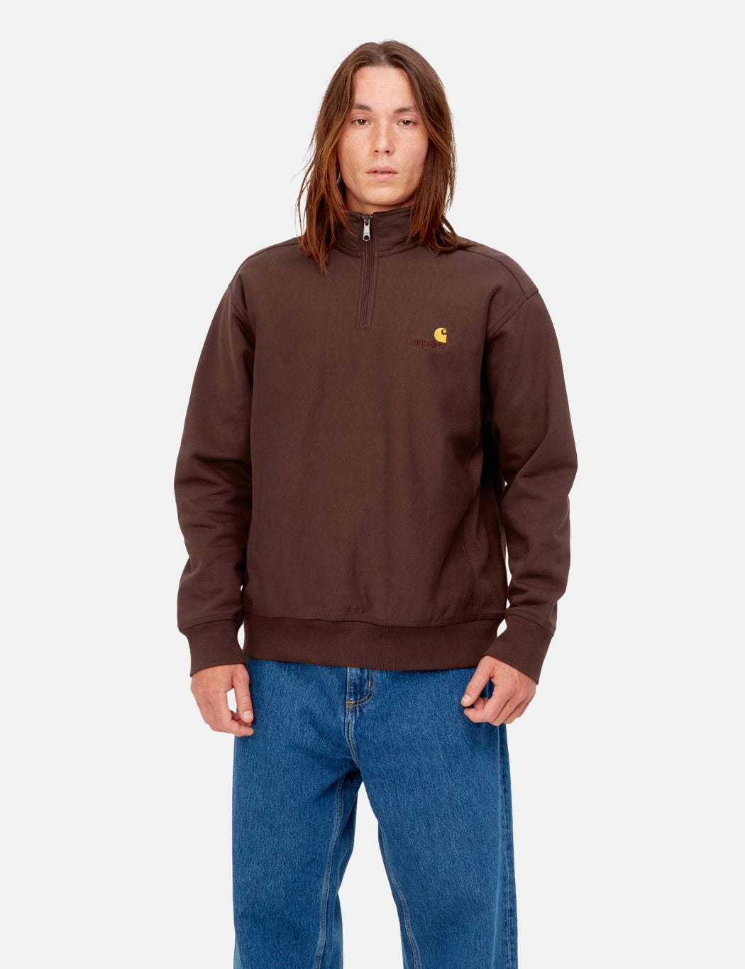 Half Zip American Script Sweatshirt - Ale Brown