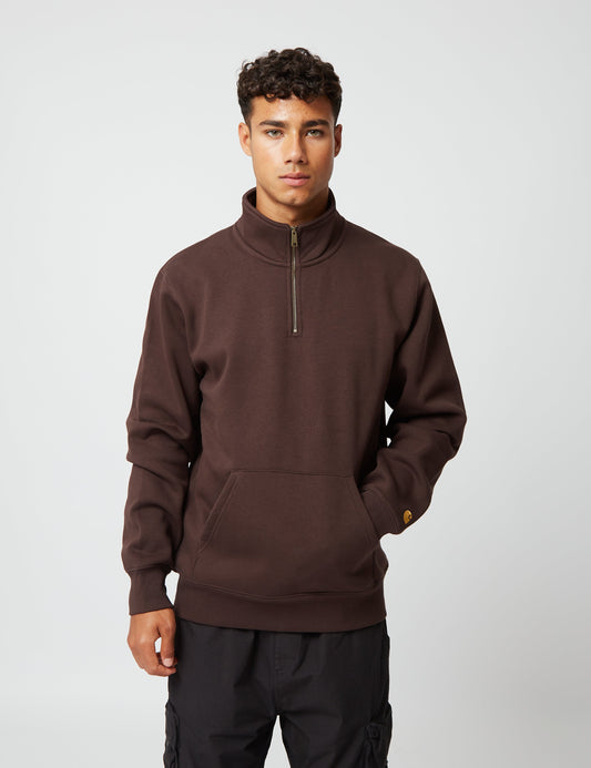 Chase Neck Zip Sweatshirt - Dark Umber Brown