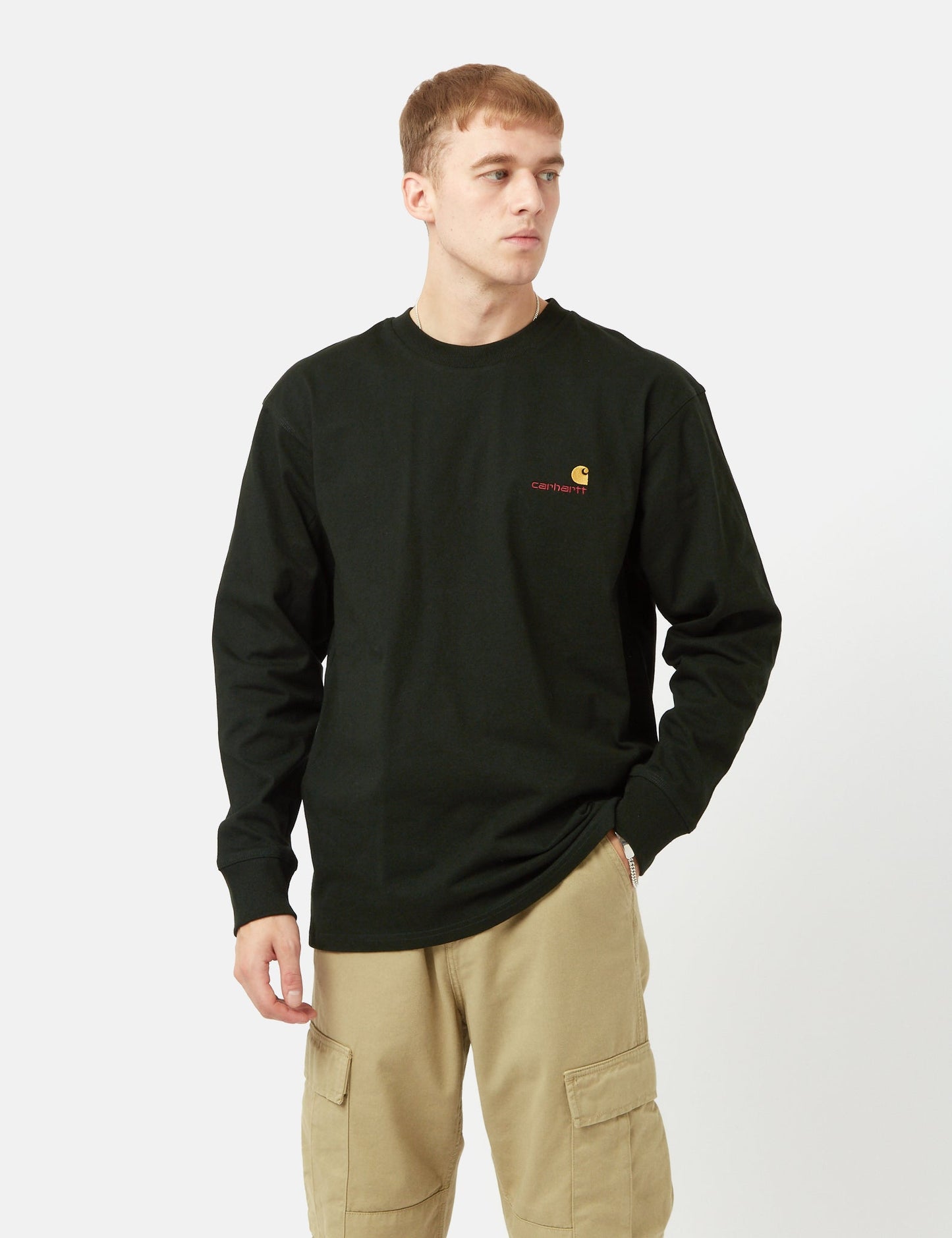 American Script Long Sleeve T-Shirt - Dark Cedar Green