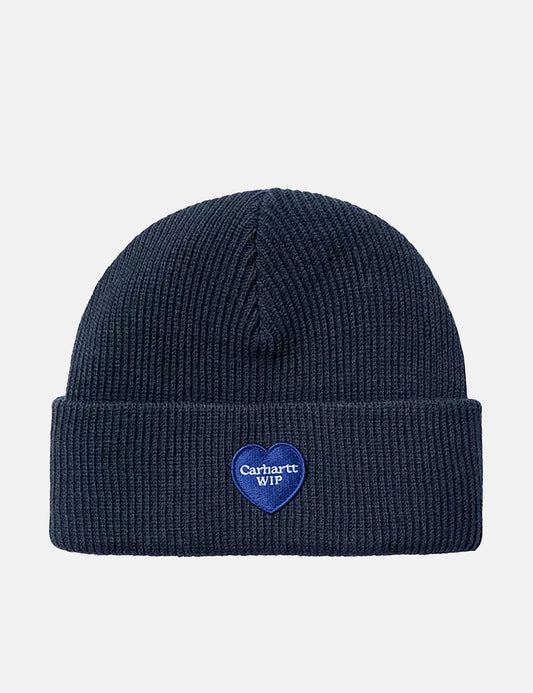 Heart Patch Beanie Hat - Blue