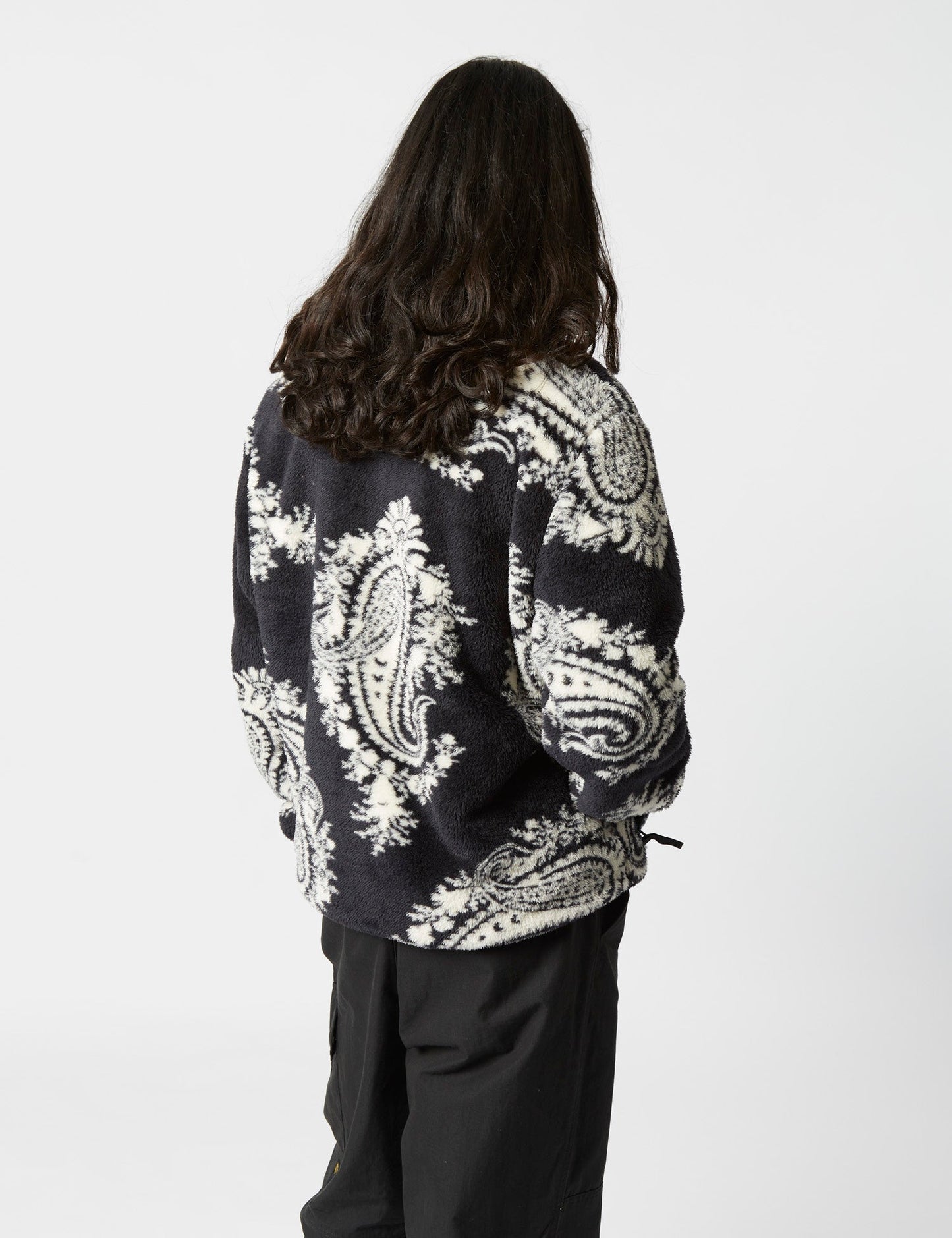 Jebson Fleece Jacket (Paisley Big Print) - Black/Squid Dark Blue